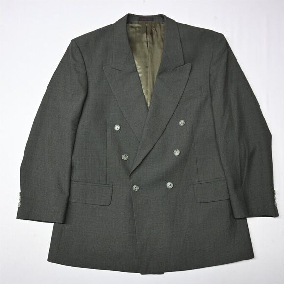 Vtg‎ English Manor 41R 42R Houndstooth Double Breasted Sport Coat Blazer Jacket
